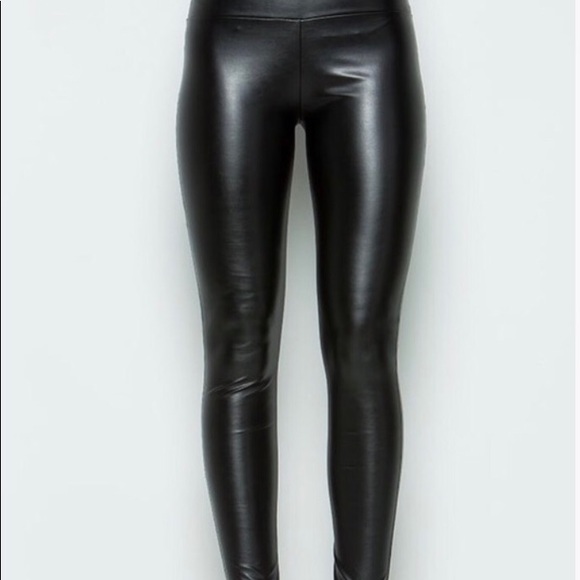 VEGAN LEATHER WIDE WAIST BAND LEGGING - Picture 8 of 9
